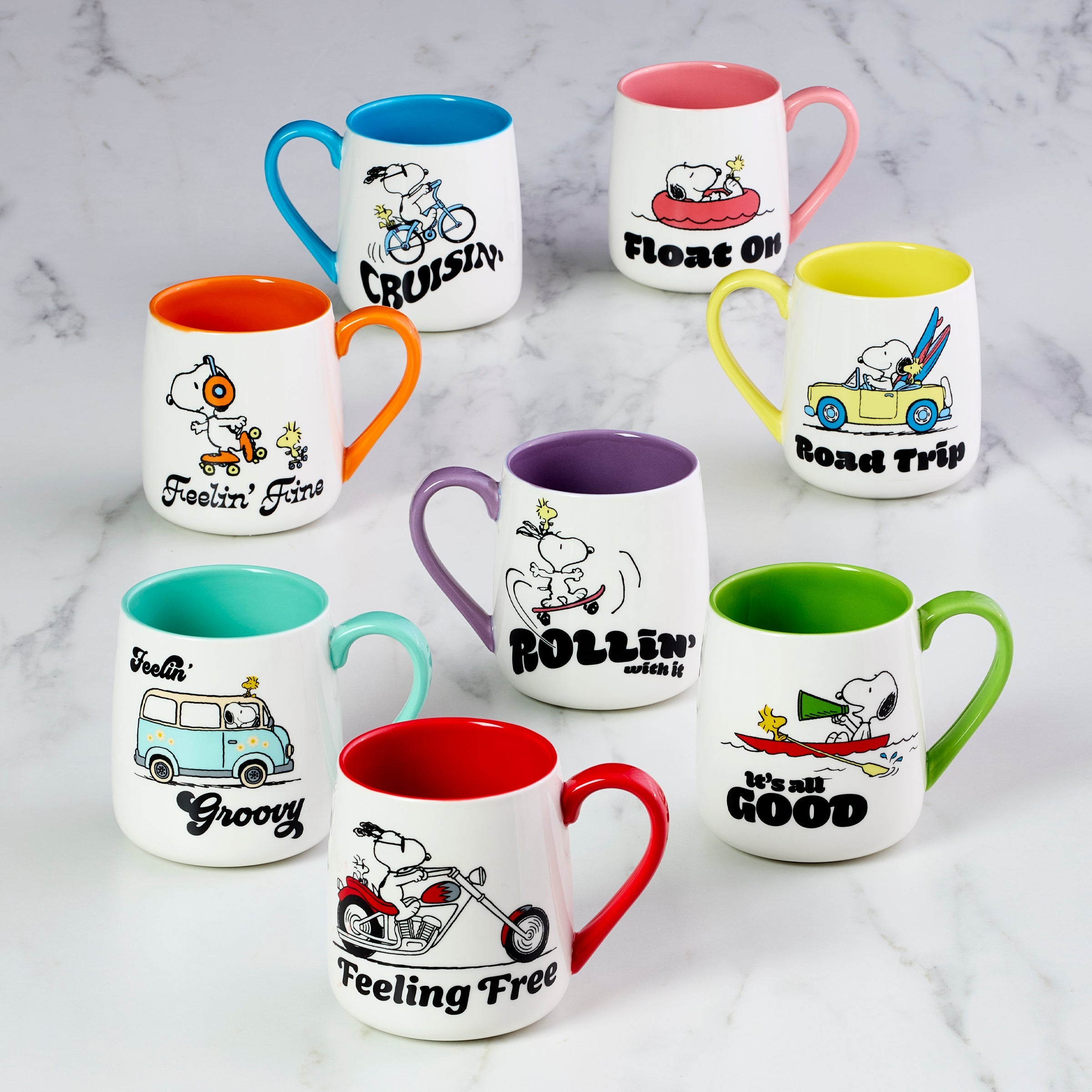Peanuts Mugs - Set of 2 - Cruisin'-Feelin' Fine